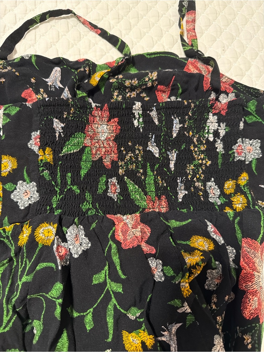 Old Navy Black Floral Sundress with Pink, Green & Yellow Embroidery - Picture 12 of 12